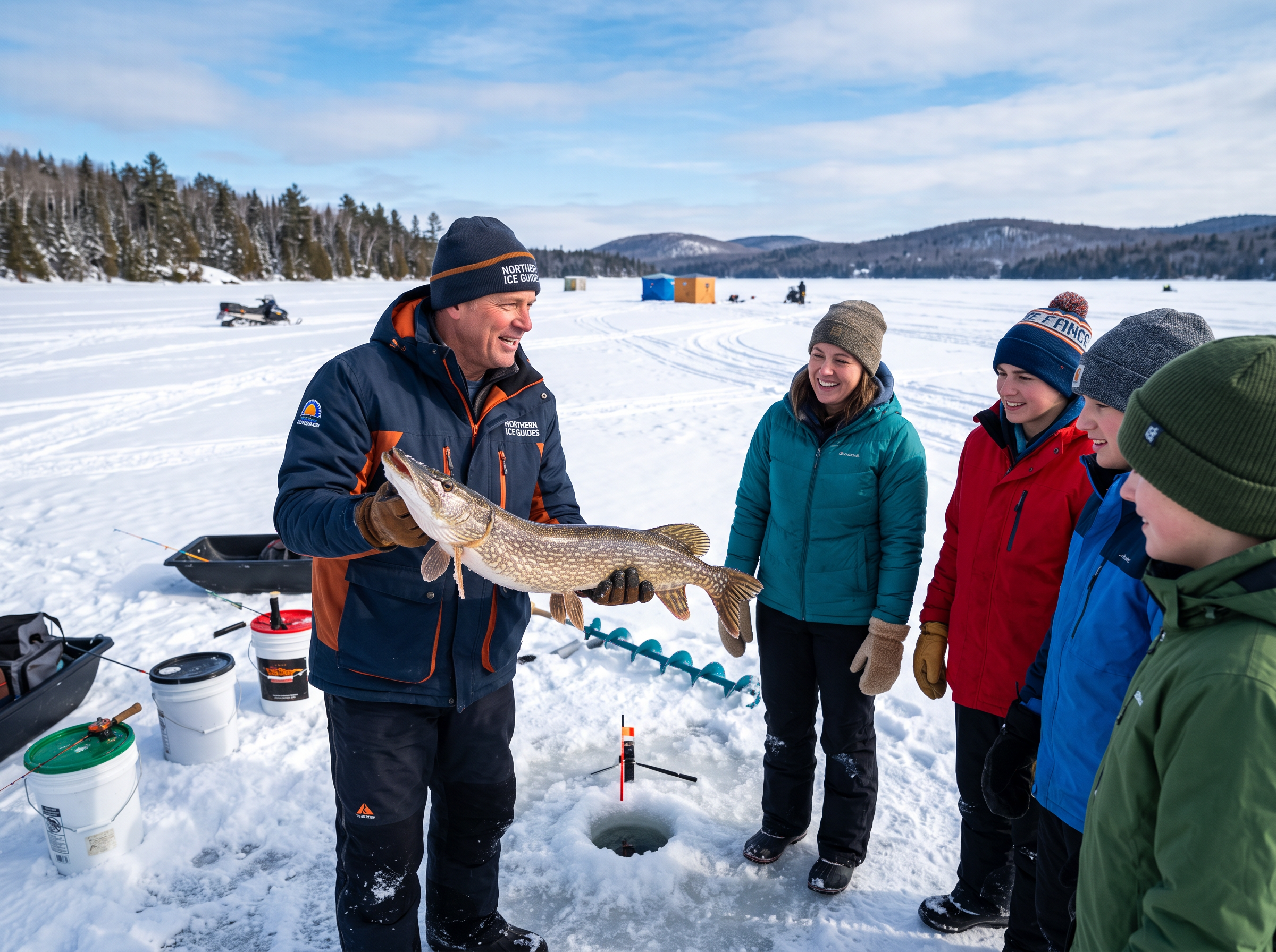 Ice fishing guide with fresh catch